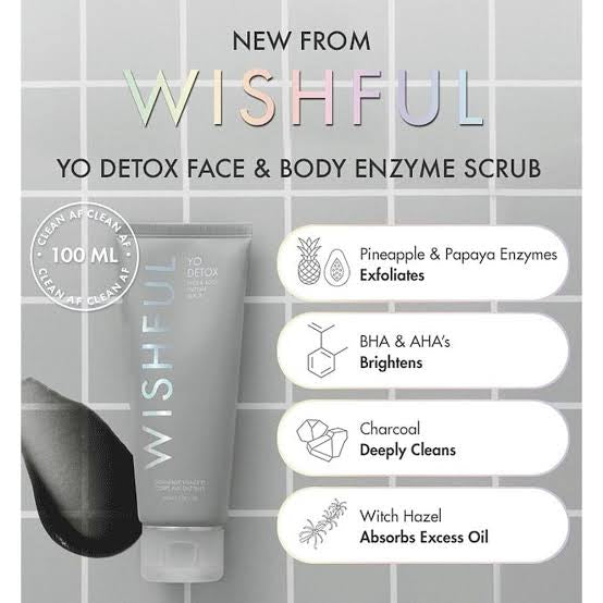 Huda Beauty Wishful Yo Detox Charcoal Face & Body Enzyme Scrub